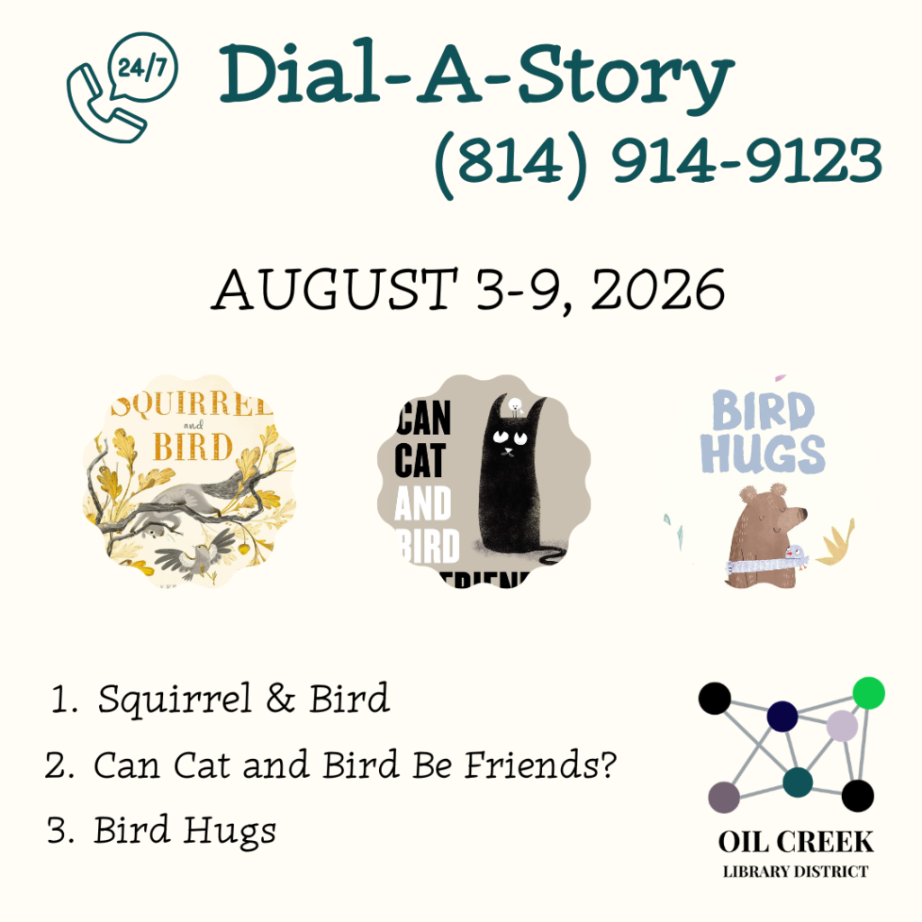 August 3-9, 2026 814-914-9123 Line 1: Squirrel & Bird Line 2: Can Cat and Bird be Friends? Line 3: Bird Hugs